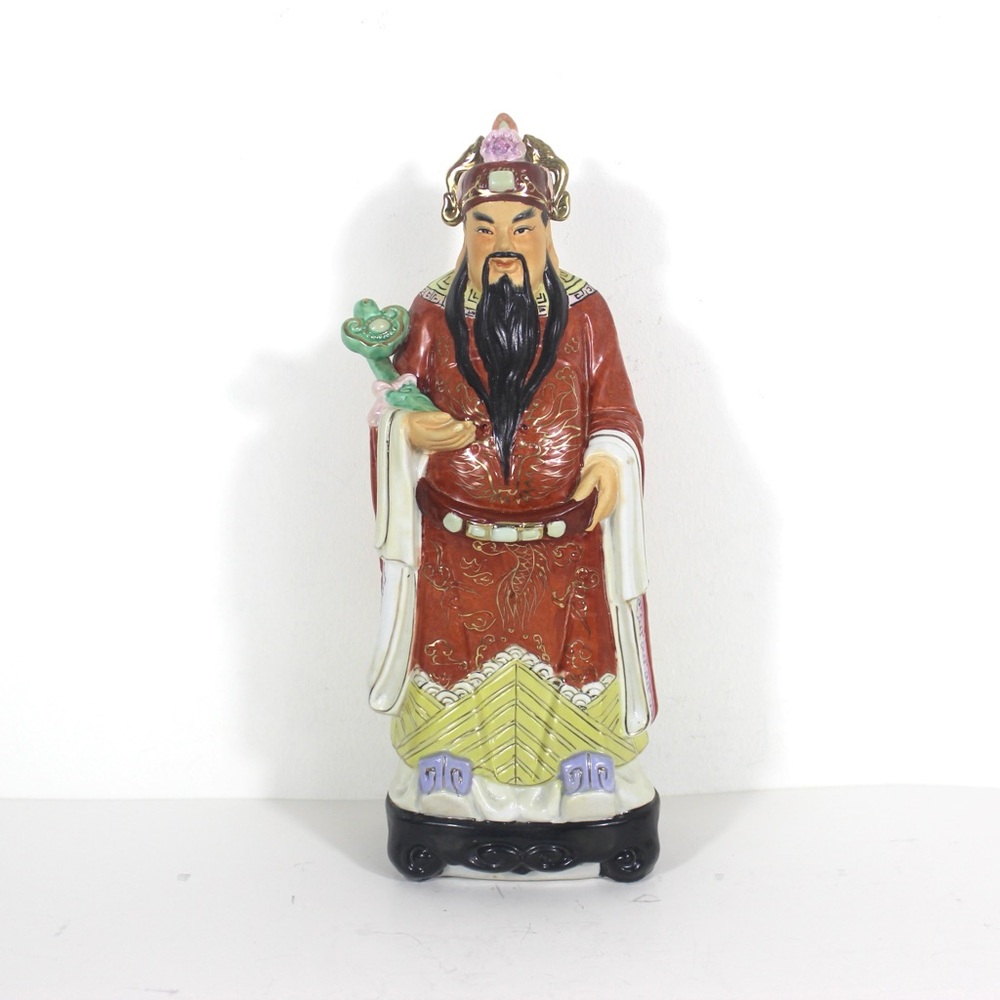 Vintage Porcelain Caishen Figure Chinese God of Wealth prosperity and fortune
